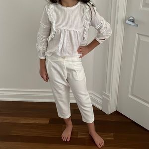 Zara S 7 girl outfits blouse animal print pants cotton & linen cotton brand NEW